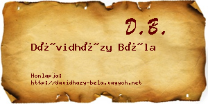 Dávidházy Béla névjegykártya