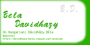 bela davidhazy business card